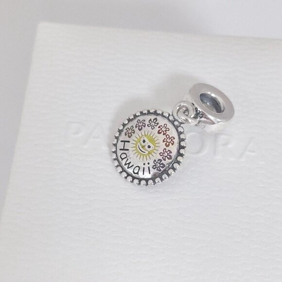 Pandora Hawaii Aloha Sunshine Flowers Dangle Charm Hawaiian Travel Pendant w/box - Picture 8 of 8